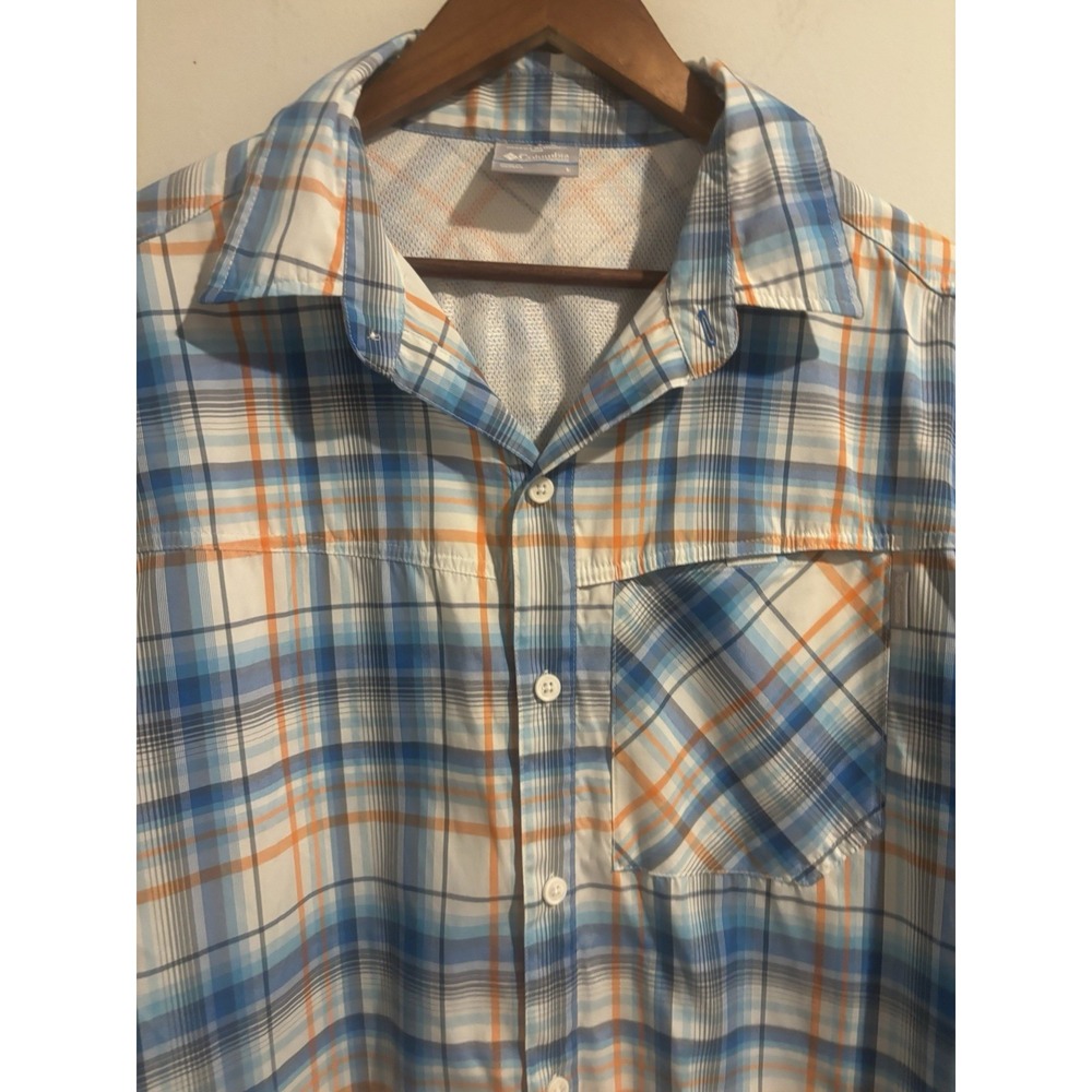 Columbia Shirt Men's Large Insect Blocker Plaid Vented Long Sleeve Button Lined‎
